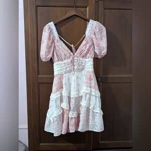 Altar’DState Adley Floral Pink and White Mini Dress